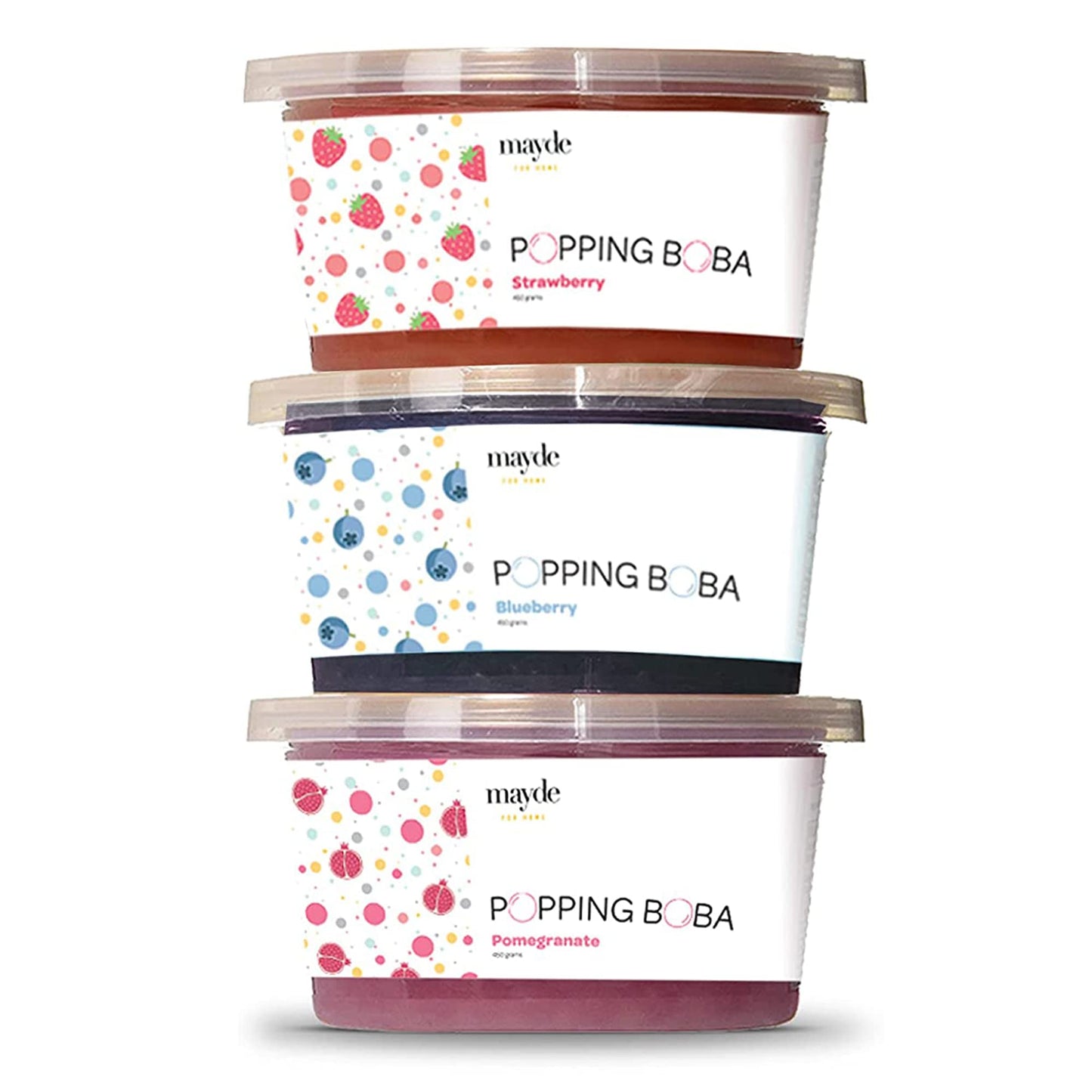 Mayde Popping Boba Pearls Party Kit - 3 Flavors, 490 Grams (1 Pound, Pack of 3)