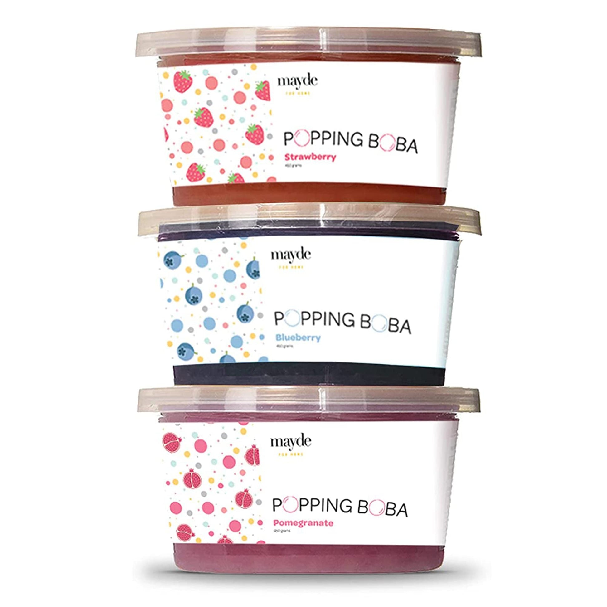 Mayde Popping Boba Pearls Party Kit - 3 Flavors, 490 Grams (1 Pound, Pack of 3)