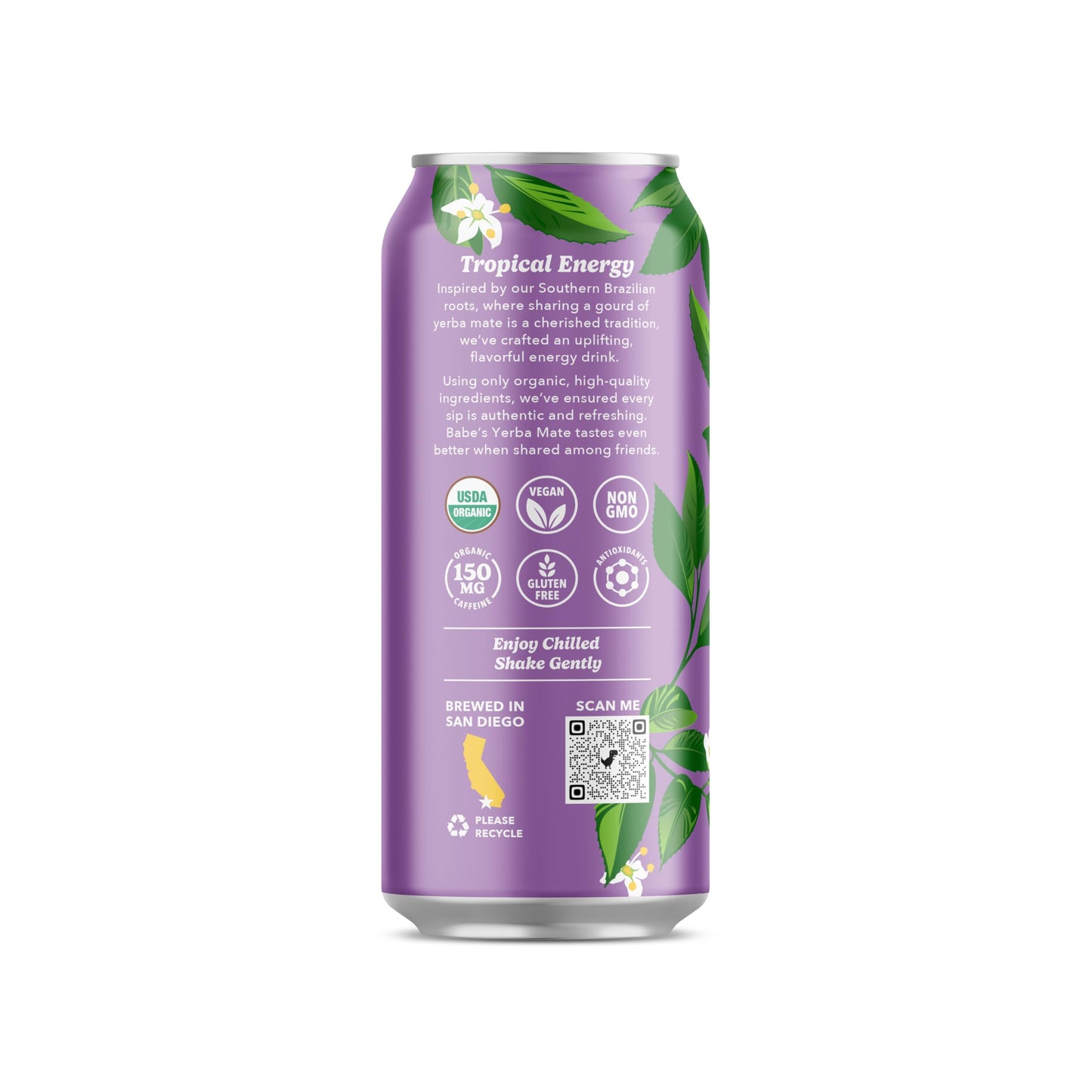 Babe Beverages Organic Yerba Mate Energy Drinks, 150mg Caffeine, Passion Fruit Orange Guava, 12x16oz Cans