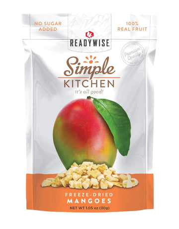 Readywise - Simple Kitchen, Freeze Dried Mangoes, Pack Of 1, Vegetarian, Gluten Free, Snacks, Mangoes, Dried Fruit, Pre Workout,