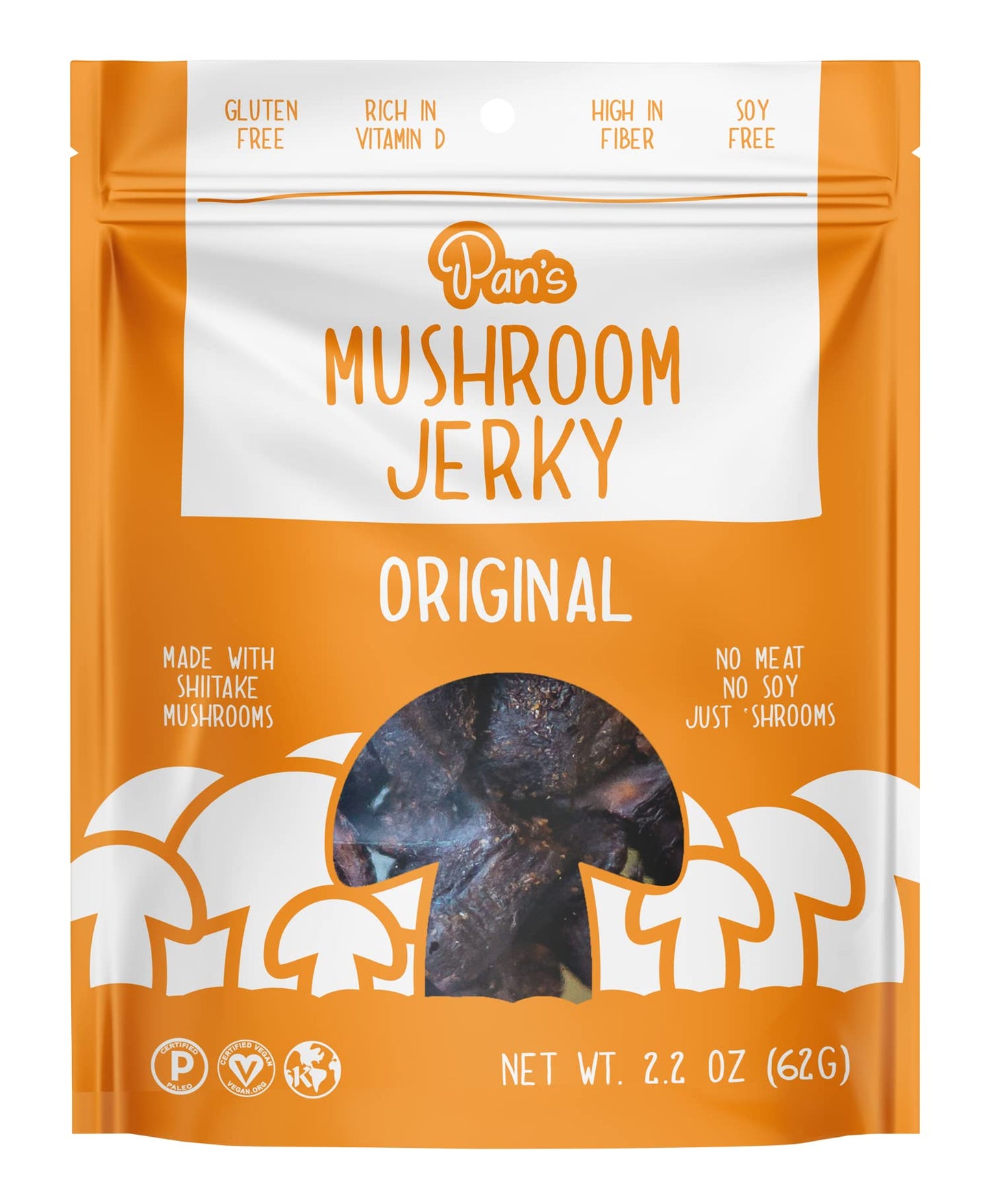 Pan'S - Mushroom Jerky Original - Case Of 6-2.2 Oz