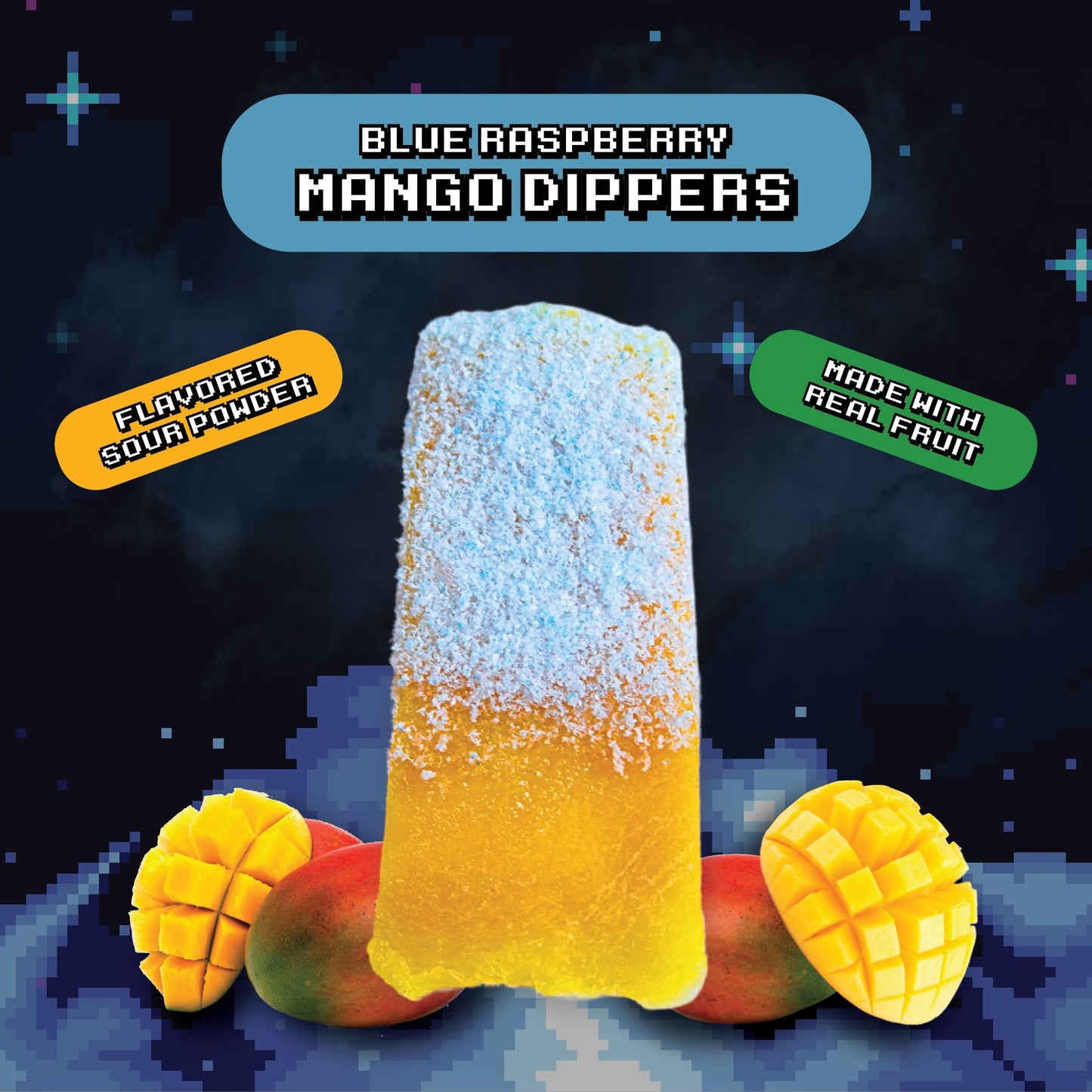 Final Boss Sour Candy, Fun Dip, Extreme Super Sour Blue Raspberry Powder With Real Candy-Tasting Dried Mangoes, (3.5 Ounces Bag)