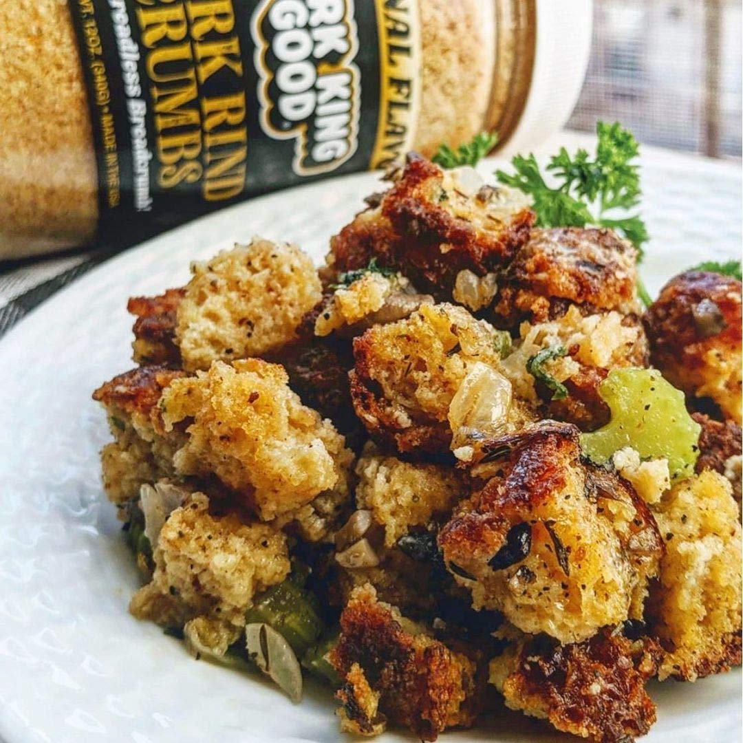 Pork King Good - Pork Rind Breadcrumbs - 2 Pack! Keto Friendly, Paleo, Gluten-Free, Sugar Free, Zero Carb Panko Substitute (Two 12 Oz Jars) (Unseasoned, 2 Pack)