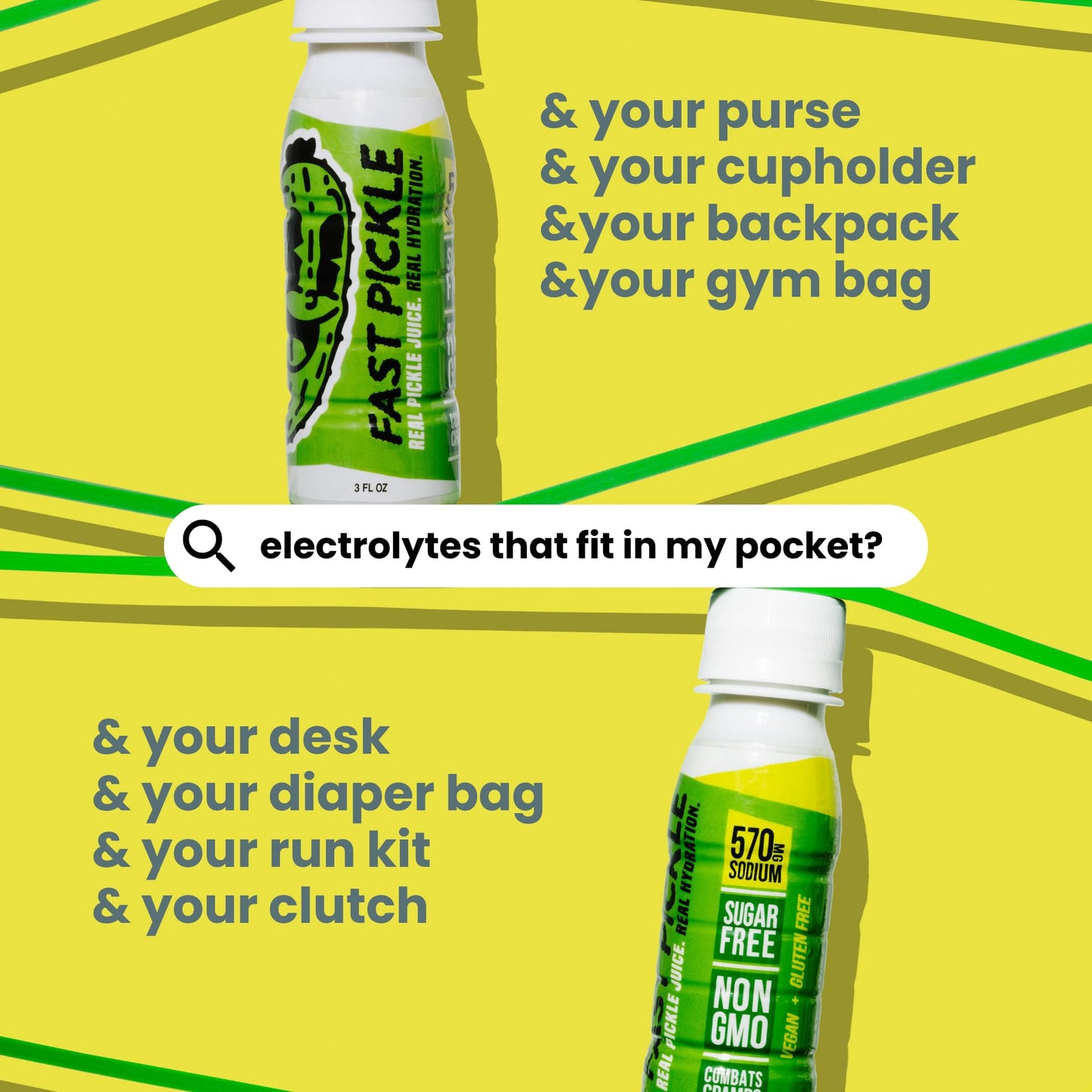 Fast Pickle Juice Pickle Shots For Leg Cramps Relief - Hydration & Electrolyte Support  No Sugar  Natural Ingredients - 3 Oz  6 Pack