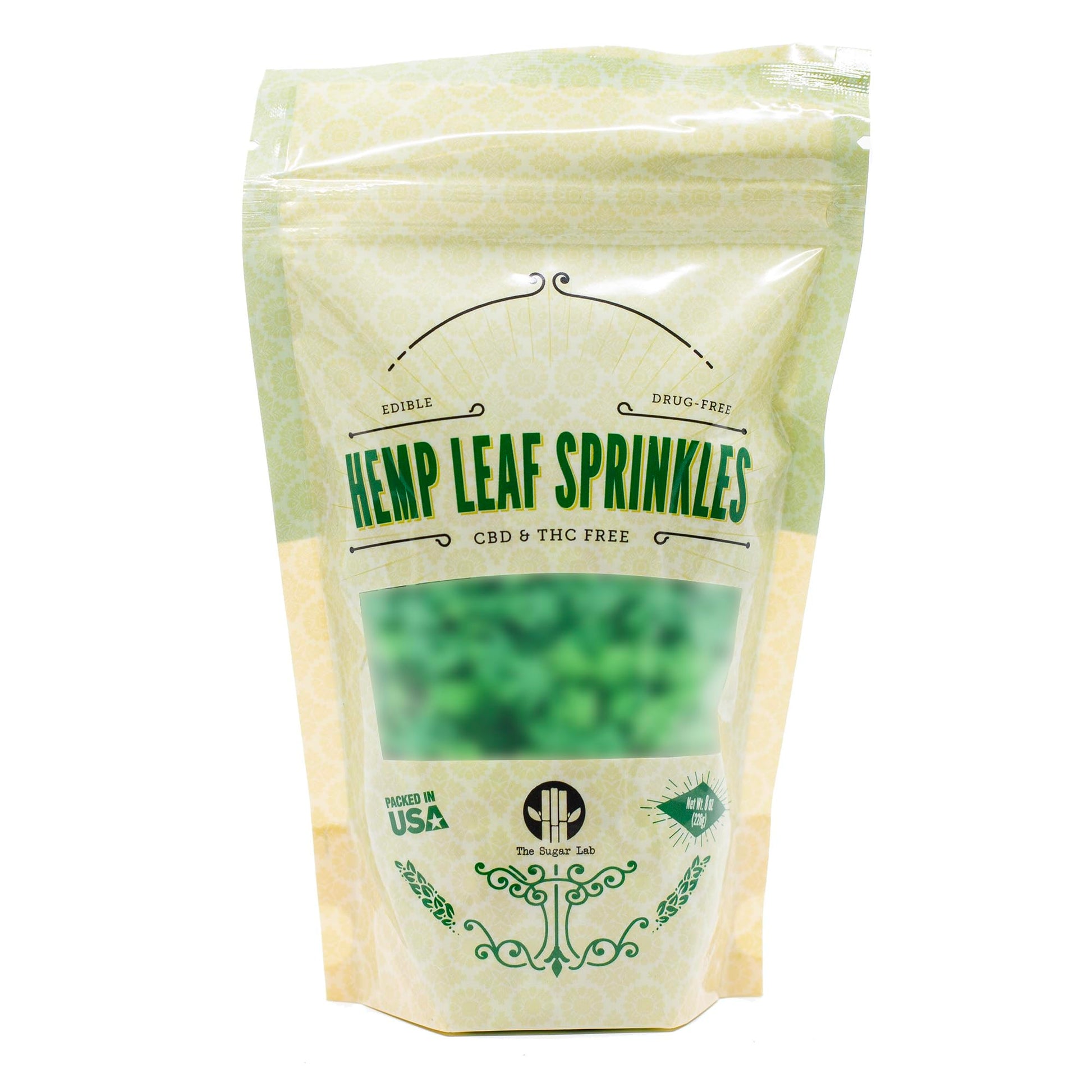 The Sugar Lab Hemp Leaf Sprinkles - Edible Party Decorations - Tasty Cake Decor & Ice Cream Topping - Perfect For 420 Party Cupcakes - 8 Oz Bag - Leaf Green Sugar Sprinkles - 5512