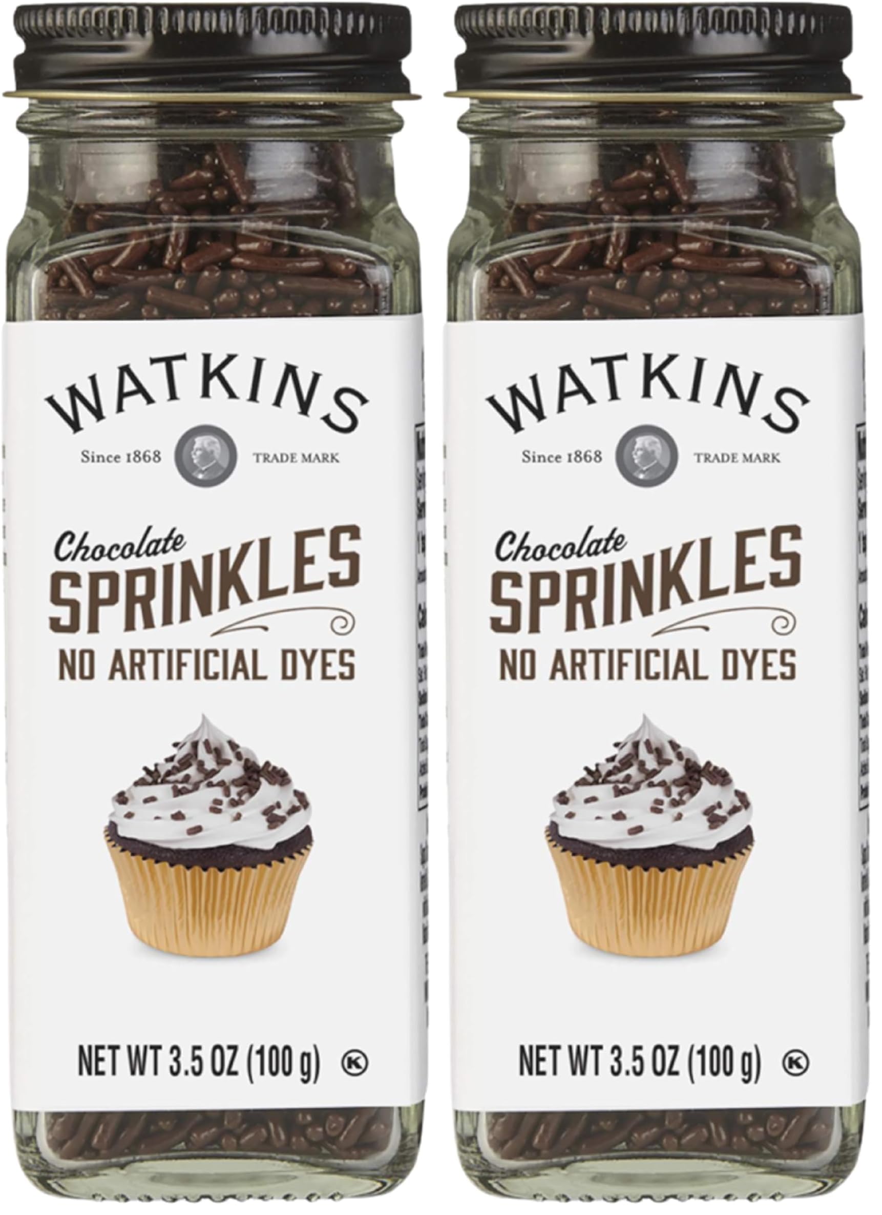 Watkins Chocolate Decorating Sprinkles, No Artificial Dyes, Kosher, 3.5 Ounce, 2-Pack