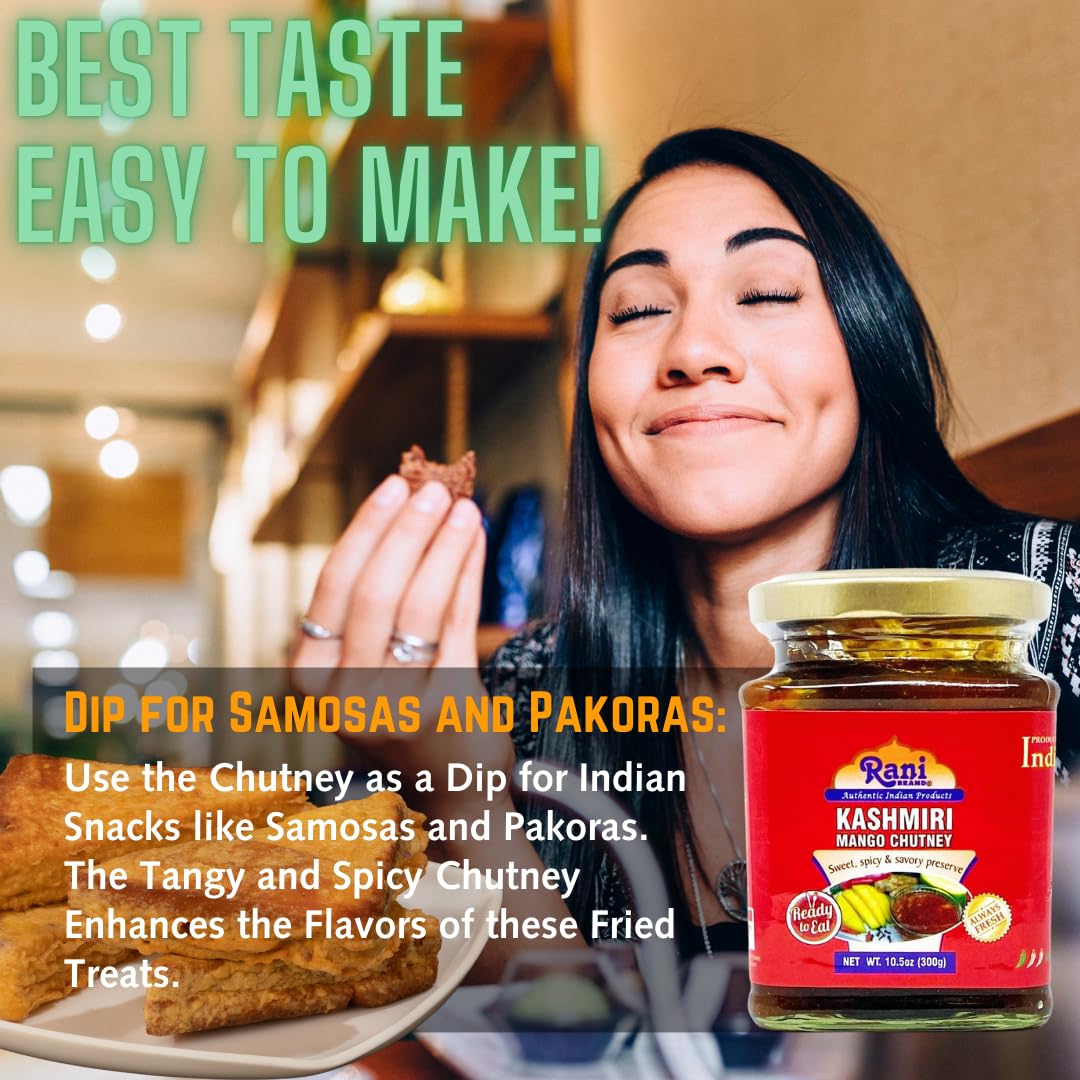 Rani Kashmiri Mango Chutney (Indian Preserve) 10.5Oz (300G) Glass Jar, Ready To Eat, Vegan ~ Gluten Free, All Natural, Non-Gmo