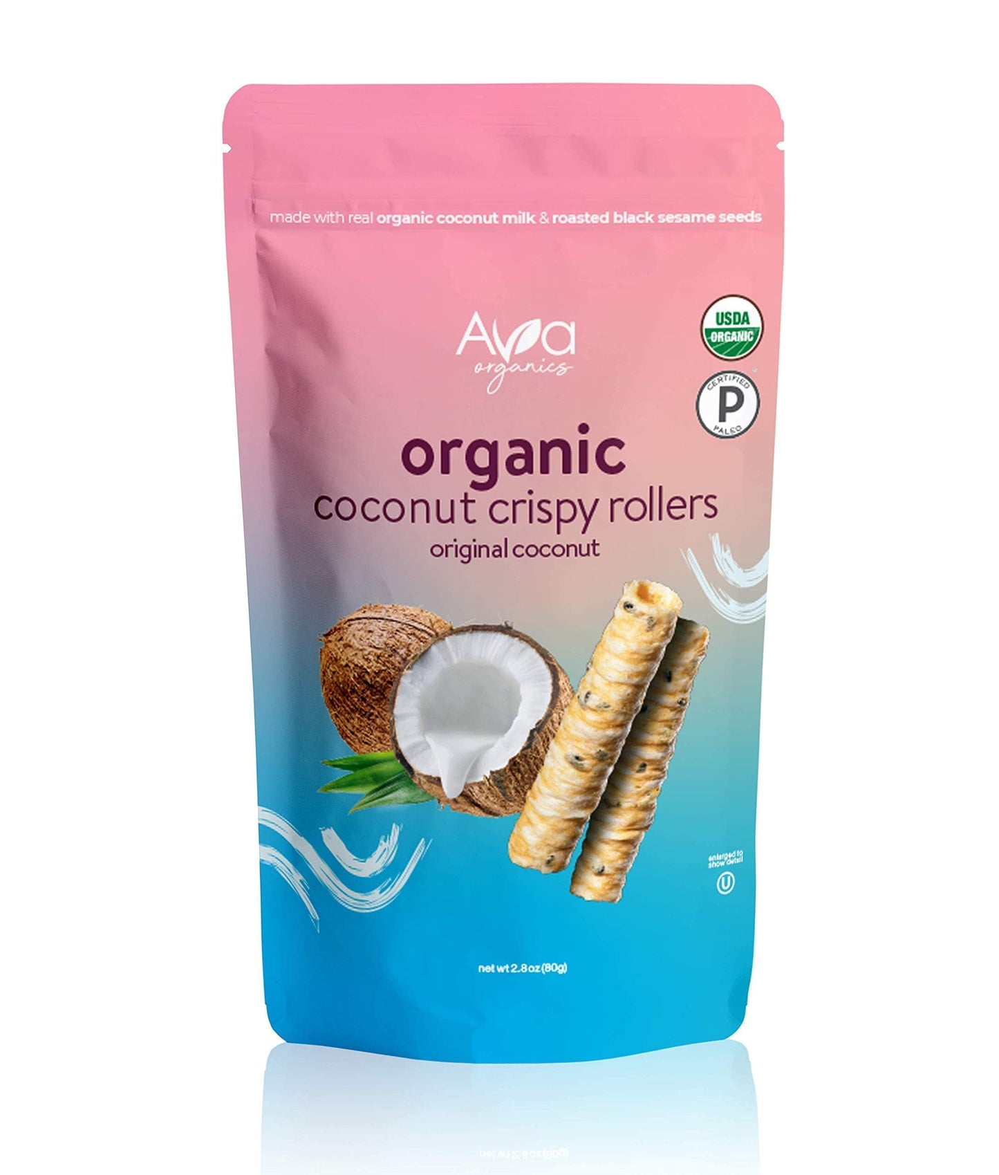 Original Coconut Crispy Rollers (2.8 Oz Bags) Ava Organics - Gluten Free, Non-Gmo, Kosher, Vegetarian & Certified Paleo Lightly