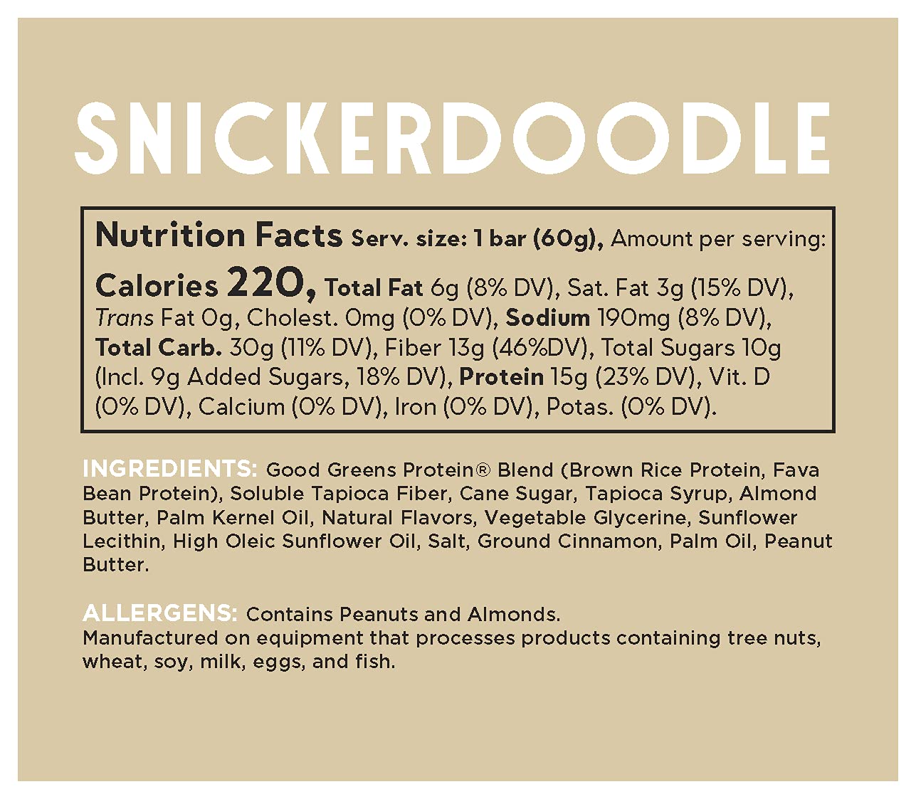 Good! Snacks Vegan Protein Bars, Snickerdoodle Bar, Gluten-Free, Plant Based, Low Sugar, High Protein Meal Replacement Bar, Guil