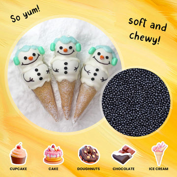Bayep Edible Pearls For Cake Decorating 2Mm Black Sprinkles For Cookies, Baking, Ice Cream, Cupcake Topper Pearl Sprinkles Perfe