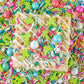 Sweets & Treats Boutique Luau Cake Decorations - 4oz Ice Cream Sprinkles, Pastel & Bright Jimmies with Edible Palm Tree Candy