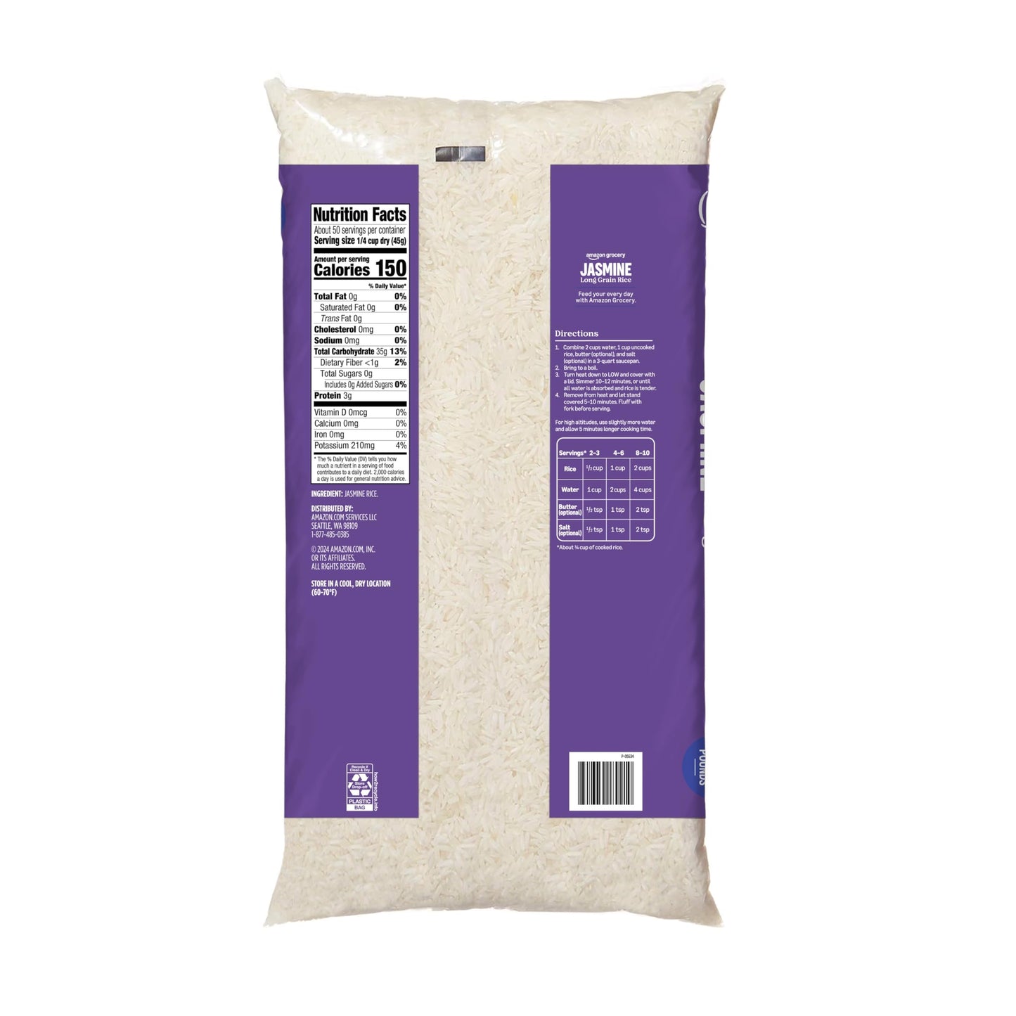 Large Online Retailer Grocery, Jasmine Long Grain Rice, 5 Lb (Previously Happy Belly, Packaging May Vary)