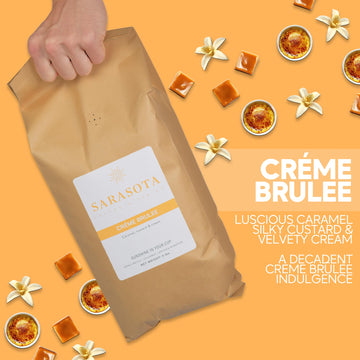Sarasota Coffee Whole Bean Creme Brulee | Medium Roast Gourmet Flavored Coffee Beans | Low Acid, Mold Free, Specialty Grade Bulk