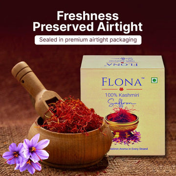Flona Kashmiri Saffron Threads 1G - 100% Pure & Aromatic Organic Saffron For Cooking, Saffron Tea, Rice & Seasoning, Authentic K