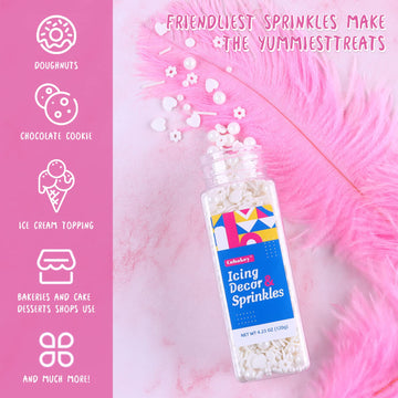 White Sprinkles For Cake Decorating 4.2 Ounce Edible Sprinkles For Cookie Decorating, Cupcake Topper, Ice Cream, Chocolate, Anni