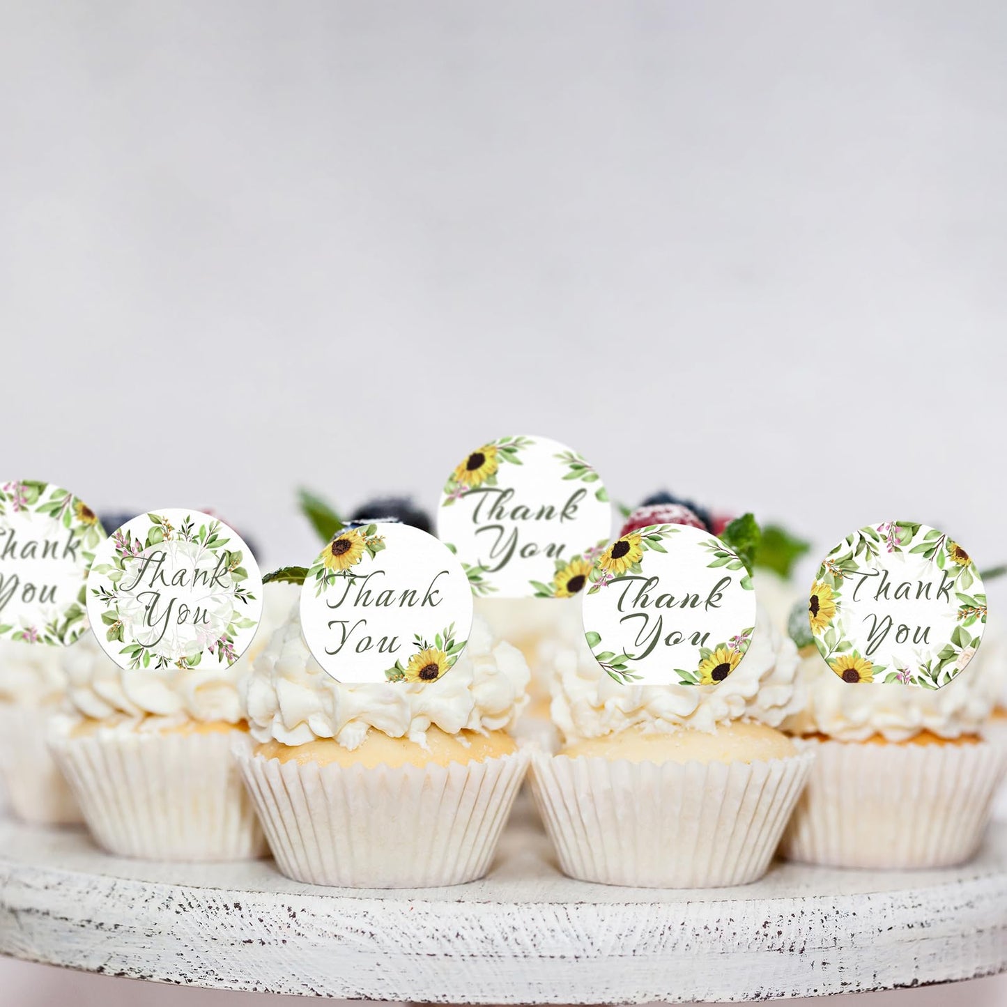 Fyeoxle Edible Sunflowers Cupcake Toppers, Wafer Paper, 1.77 inches, Floral Cake Decor for Weddings and Baby Showers