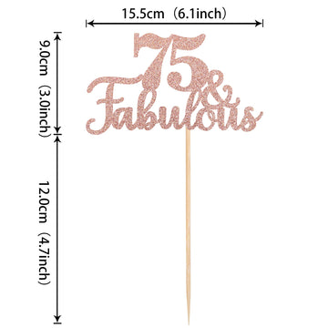 1 Pcs 75 & Fabulous Cake Topper Glitter Seventy Five And Fabulous Cake Toppers Happy 75Th Birthday Cake Pick For 75Th Wedding An