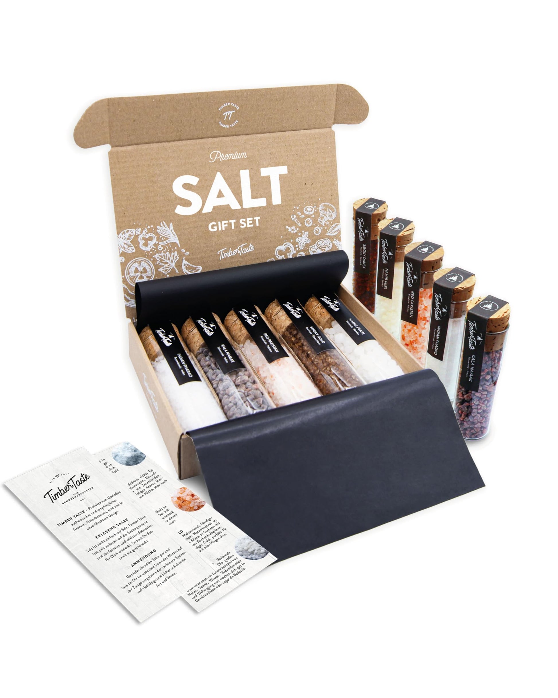 Timber Taste Gourmet Salt Gift Set For Women - 5 Unique Salts From Around The World | Seasoning Gift Set For Her | Mineral Sampler | Cooking Ideas For Women | Artisan Variety Pack With Mineral Flakes