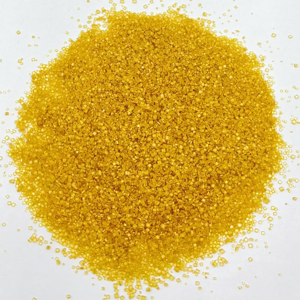 Senchanting Gold Sanding Sugar Sprinkles, Edible Crystal Gold Sanding Candy Sugar For Cake Decorating Wedding Party Baking Cupca