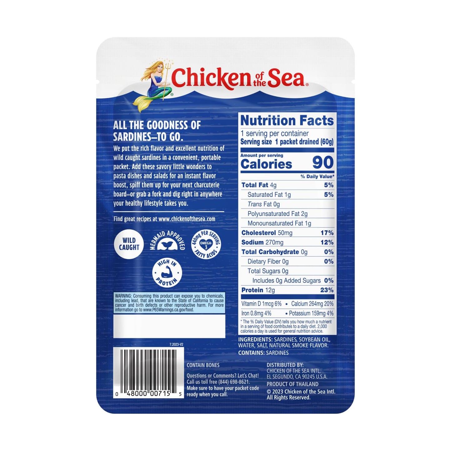 Chicken Of The Sea Sardines In Oil, 3.53 Ounce Packets (Pack Of 36), Wild Caught Sardines