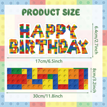 Leinuosen 9 Pieces Color Building Block Cake Border Building Block Birthday Cake Topper Building Blocks Cake Decoration For Birt