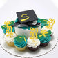 Graduation Cupcake Toppers Grad Party Decoration Food Picks Congrats Glitter Diploma Cap School Colors Supplies 24 Pcs Green Gol
