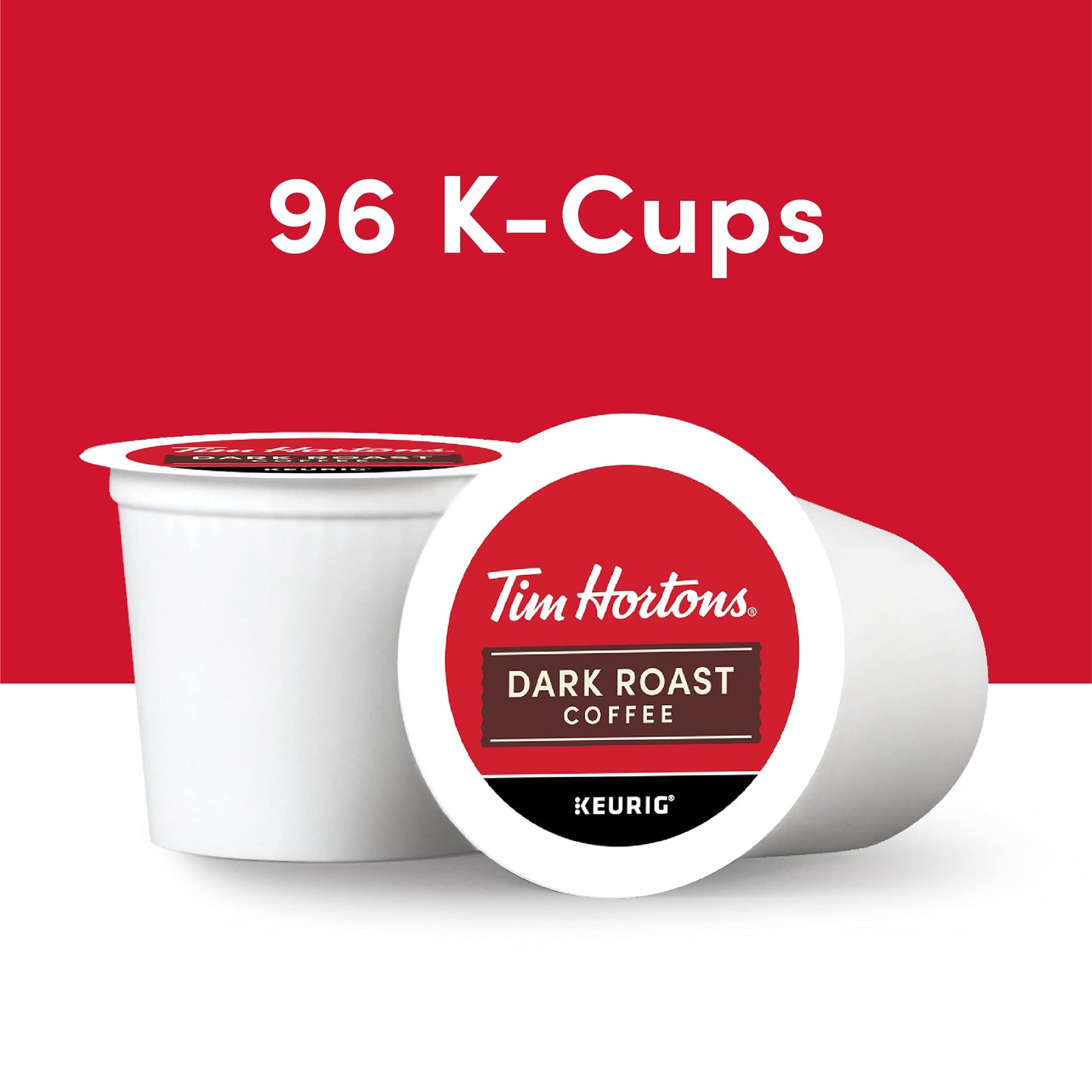 Tim Hortons Dark Roast Coffee K-Cup Pods, 96 Count, Compatible with Keurig, Red, 24 Count (Pack of 4)
