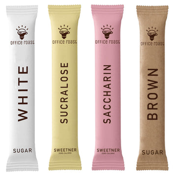 Office Roast Variety Pack - Assorted Sweeteners for Coffee, Tea & Beverages - Includes Saccharin, Sucralose,White Sugar & Raw Br