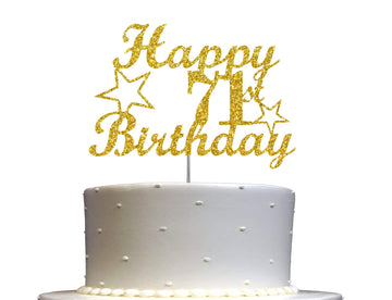 71 Birthday Cake Topper Gold Glitter, Party Decoration Ideas, Premium Quality, Sturdy Doubled Sided Glitter, Acrylic Stick. Made