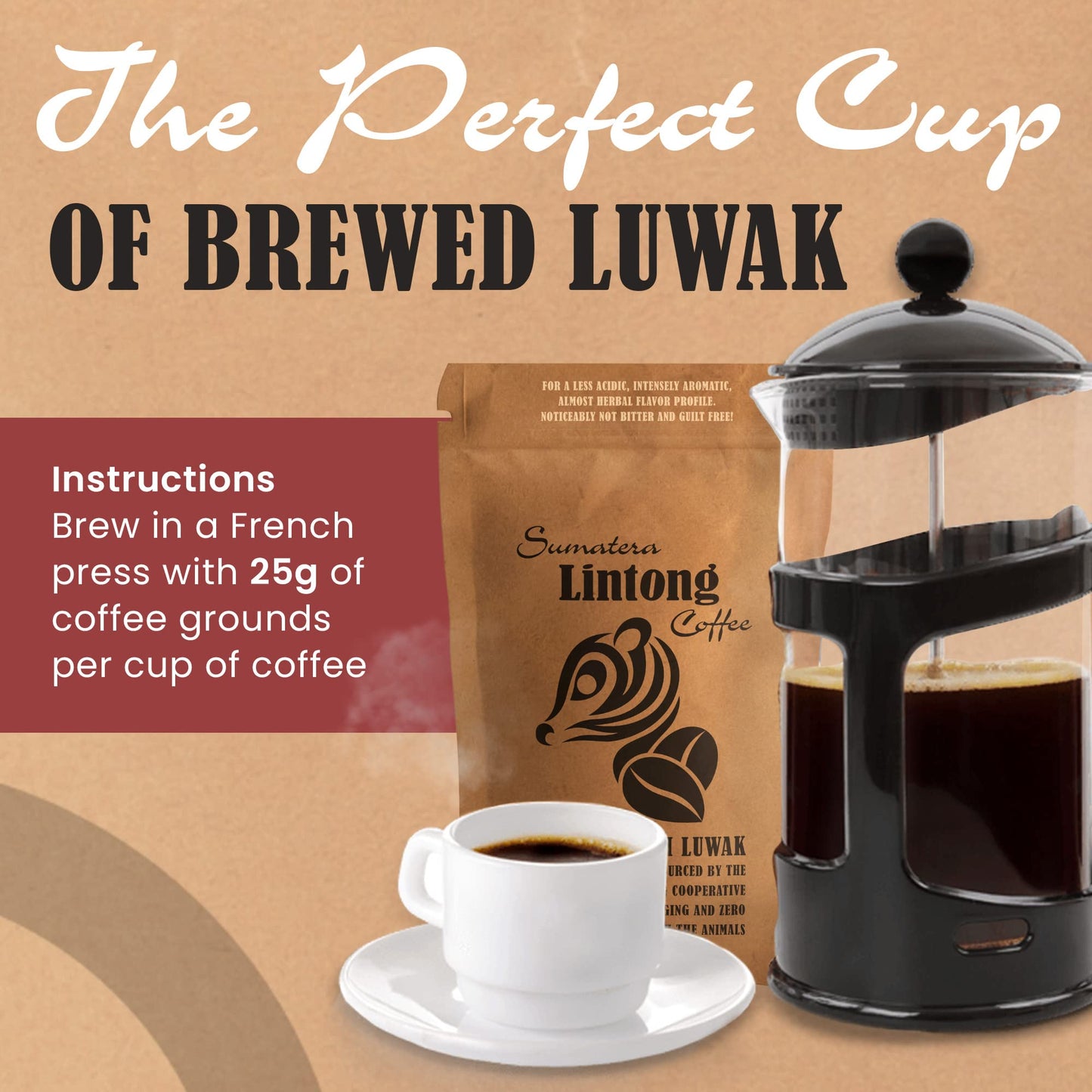 Wild Kopi Luwak, The Worlds Most Exclusive Coffee, Sustainably Sourced From Sumatra, Indonesia (100Gr / 3.5Oz)