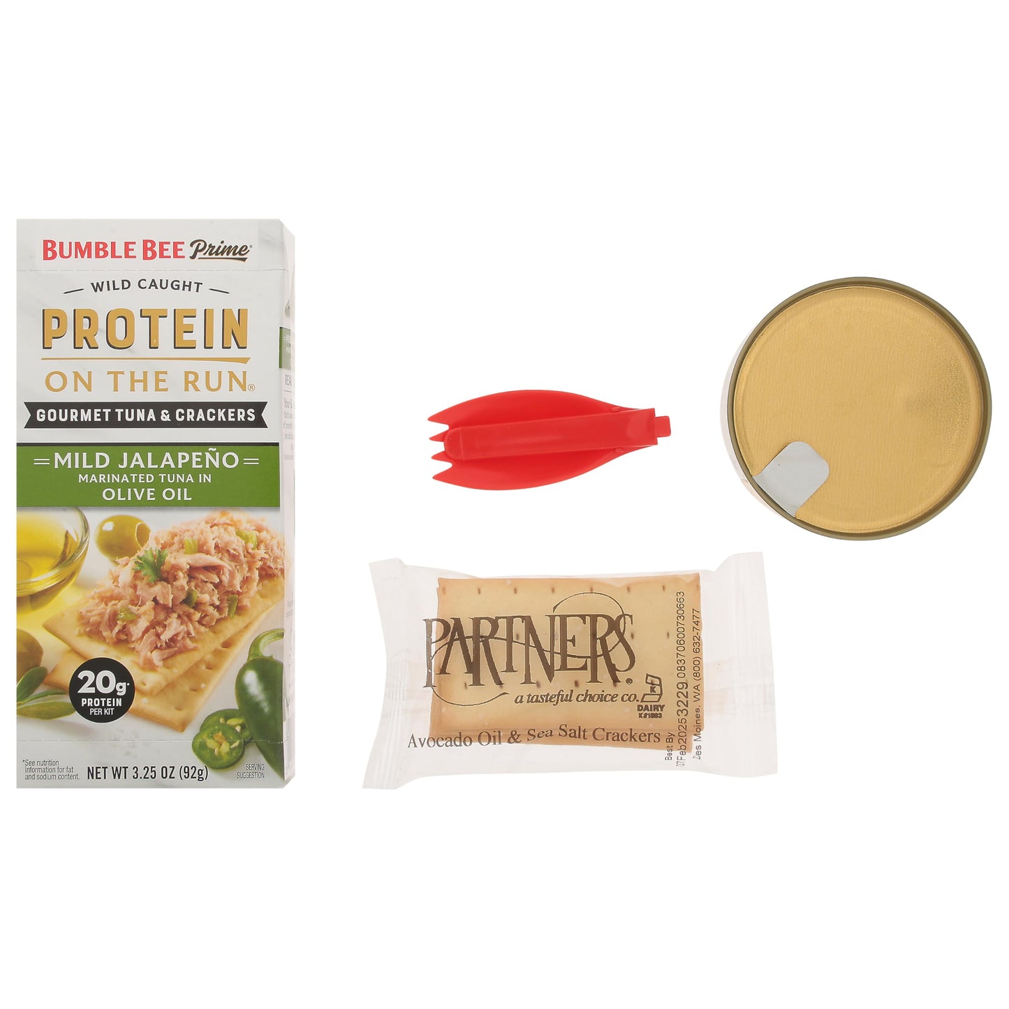 Bumble Bee Prime Protein on the Run Tuna Snack Kit - Gourmet Tuna Marinated in Olive Oil & Mild Jalapeno with Crackers and Servi