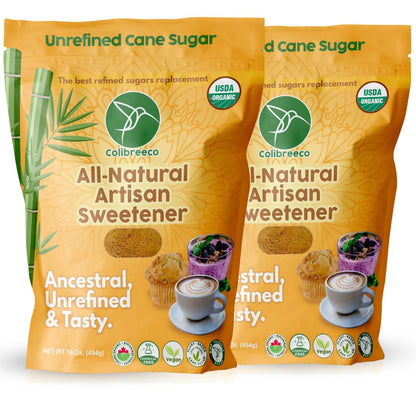 Colibreeco, Unrefined Cane Sugar, 1 Pound (Pack of 2): Powdered Panela Sugar, Naturally Sweet and Chemical-Free, Piloncillo, Jag