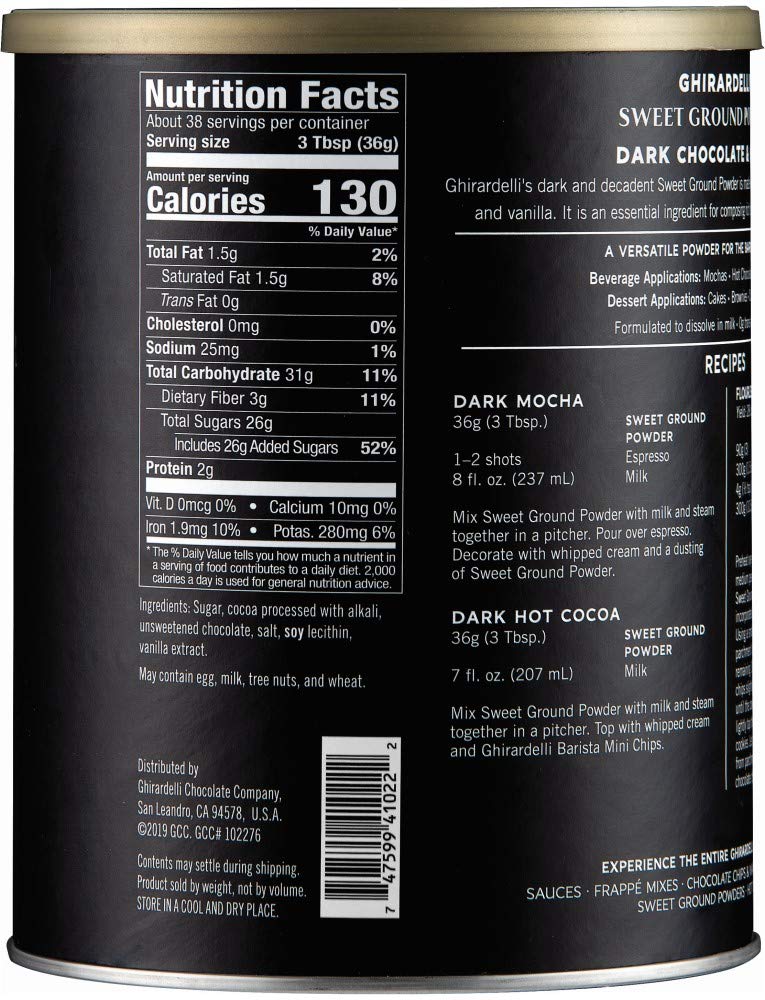 Ghirardelli Dark Chocolate & Cocoa - Sweet Ground Powder, Chocolate, 3 Lb