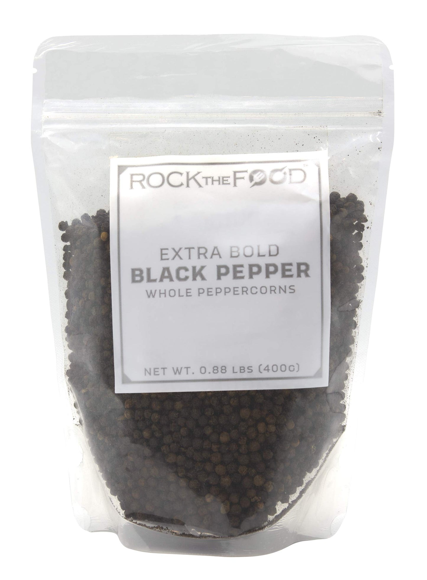 Rock the Food | Whole Black Peppercorns for Grinder 400g | Perfect for Refilling Grinders and Great for Seasoning Jars.