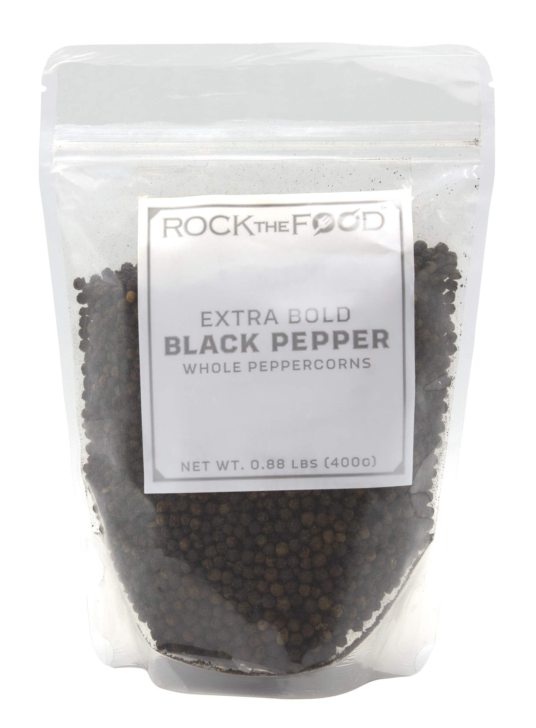 Rock the Food | Whole Black Peppercorns for Grinder 400g | Perfect for Refilling Grinders and Great for Seasoning Jars.
