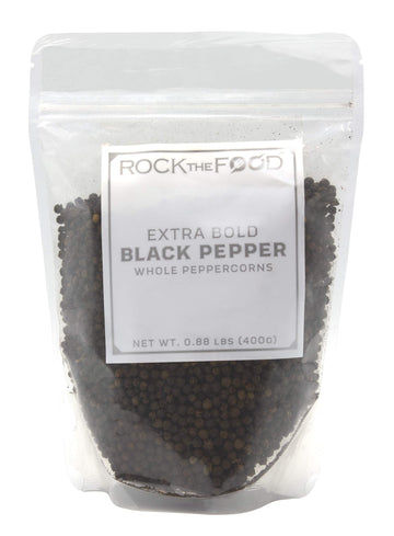 Rock the Food | Whole Black Peppercorns for Grinder 400g | Perfect for Refilling Grinders and Great for Seasoning Jars.