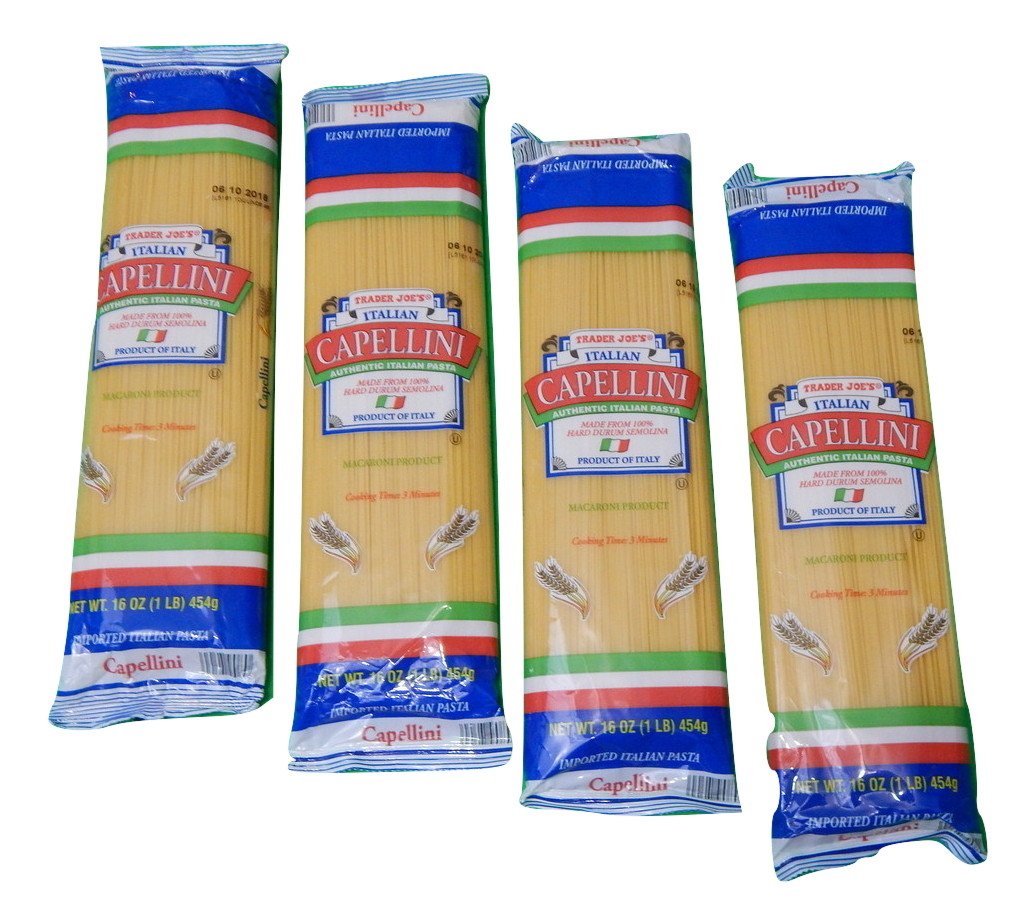 Trader Joes Authentic Imported Italian Capellini Pasta 1-Lb Bag (Pack Of 4)