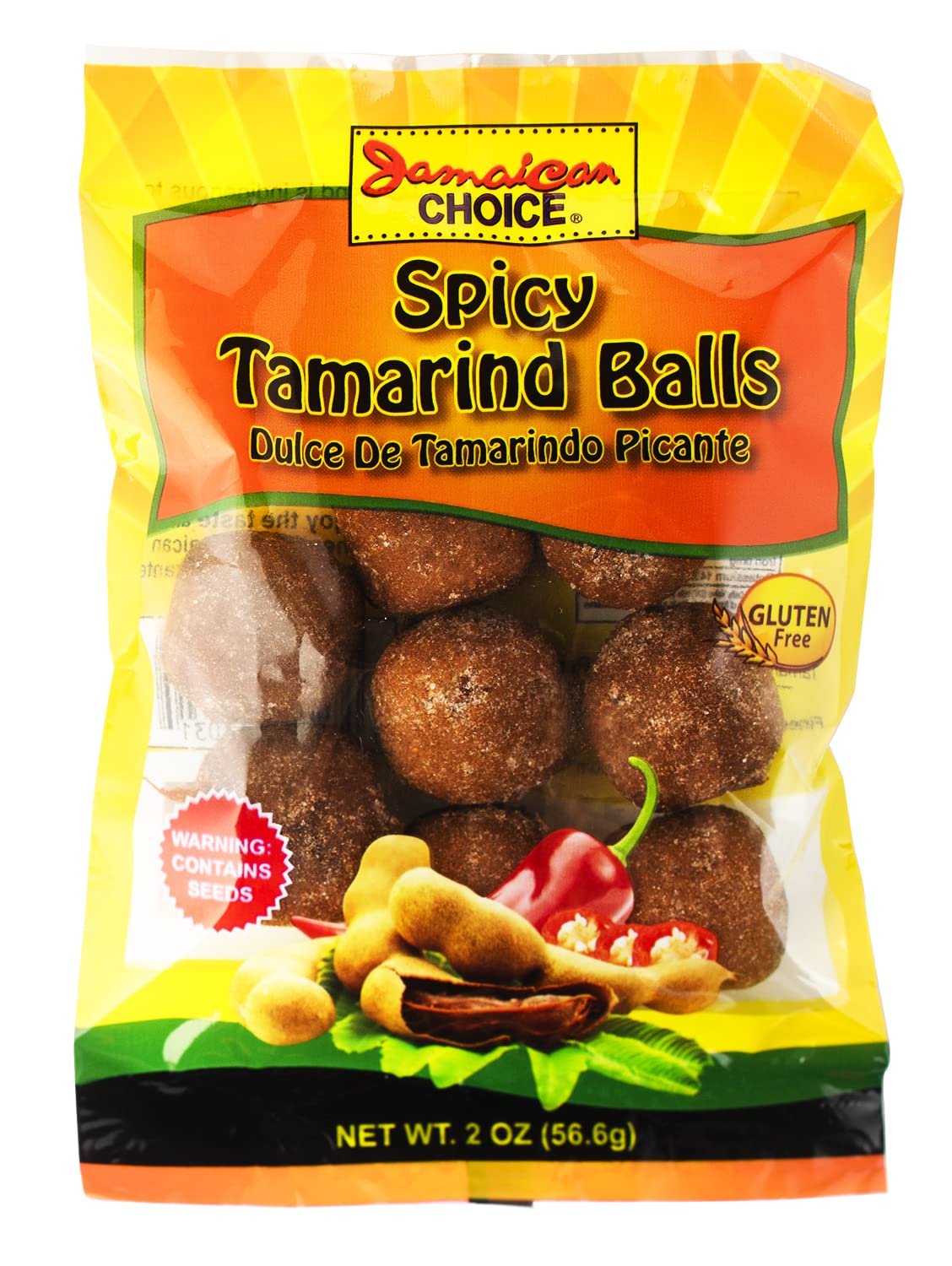 Jamaican Choice Spicy Tamarind Balls, Sweet and Sour, 3-Pack, 2 oz Bags, 11.6 cm x 5.7 cm x 12.6 cm