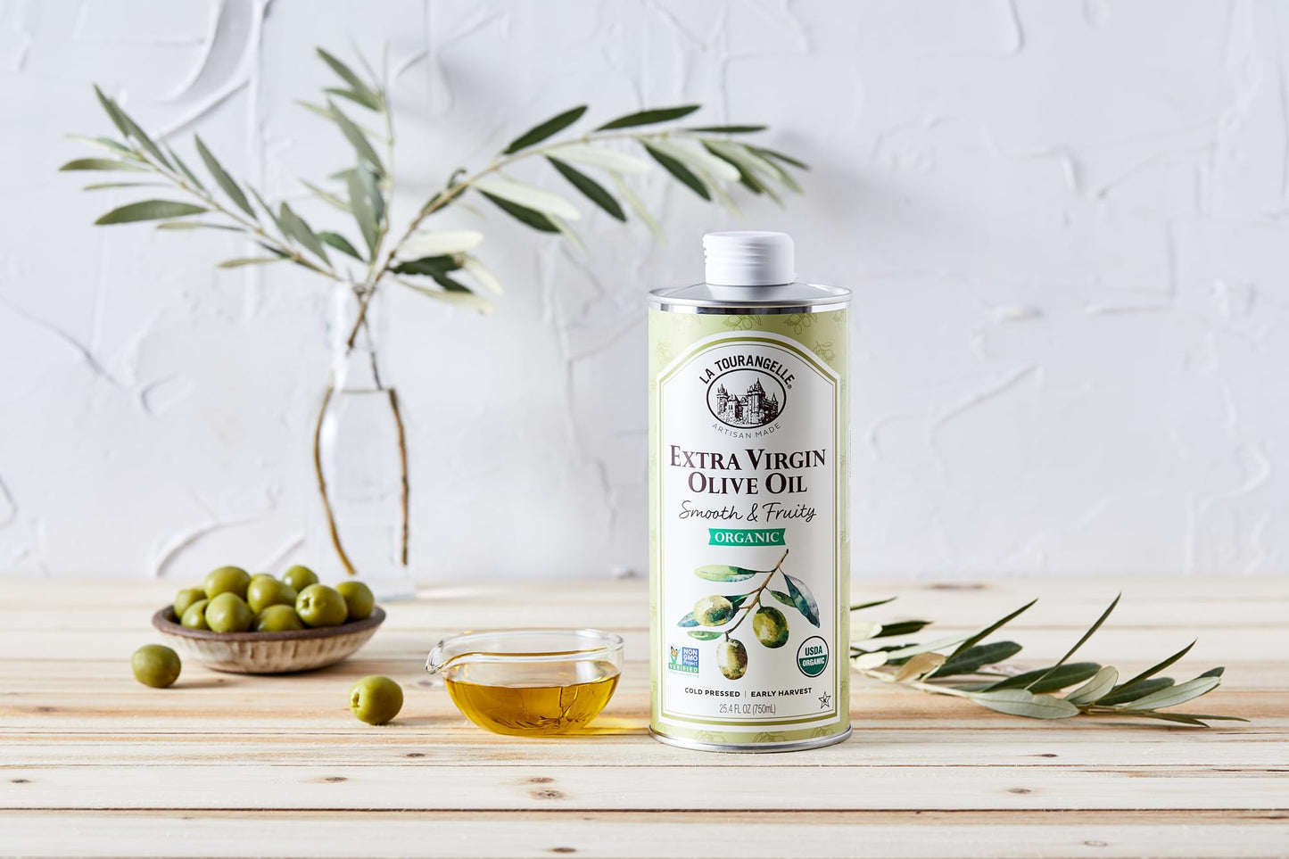 La Tourangelle, Organic Extra Virgin Olive Oil, Cold-Pressed, Smooth & Fruity, Early Harvest for High Antioxidants From Spain, 2