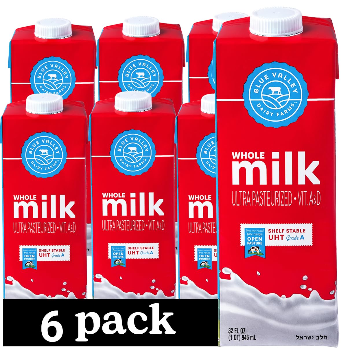 Blue Valley Whole Milk, Open Pasture, Shelf Stable, Cholov Yisroel (32oz)