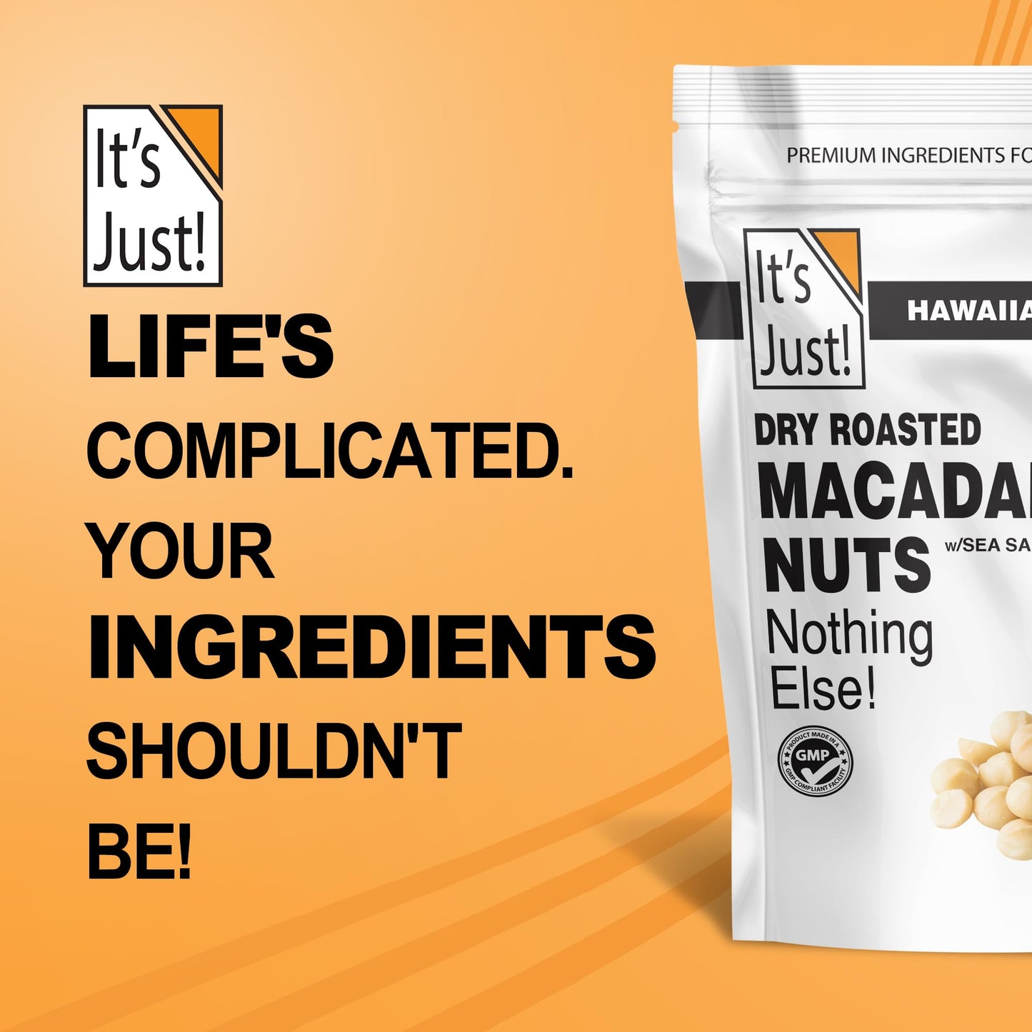 It'S Just - Hawaiian Macadamia Nuts, Small Batch Dry Roasted In Usa, Lightly Salted, Keto Friendly, Resealable Bag, (15 Ounce (P