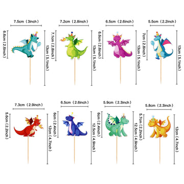 Ercadio 24 Pack Dragon Cupcake Toppers Lovely Dragon Cake Picks Lovely Dragon Cupcake Topper Dragon Cupcake Toppers Picks For Dr