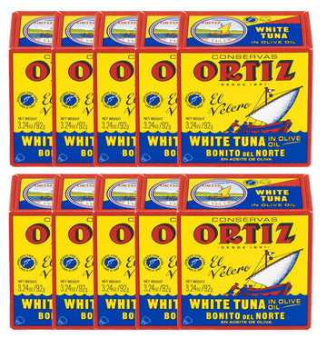 Ortiz Tuna In Olive Oil, 3.24Oz Tins 10 Pack | Superior Canned Tuna In Olive Oil | Ortiz White Tuna In Olive Oil [3.95Oz/92Gr X 10 Tins]