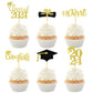 24Pcs Glitter Graduation Cupcake Toppers 2024 Gold Cupcake Picks For Graduation Theme Decorations Class Of 2024 No Diy Need
