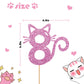 MINUET MINUTE Cat Eight Cake Topper, Pink Glitter, Birthday Party Decoration for 8th Birthday Girl