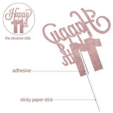 Lingteer Happy 11Th Birthday Cake Topper - Cheers To 11Th Birthday Eleven Years Old Birthday Party Cake Decorations Sign.