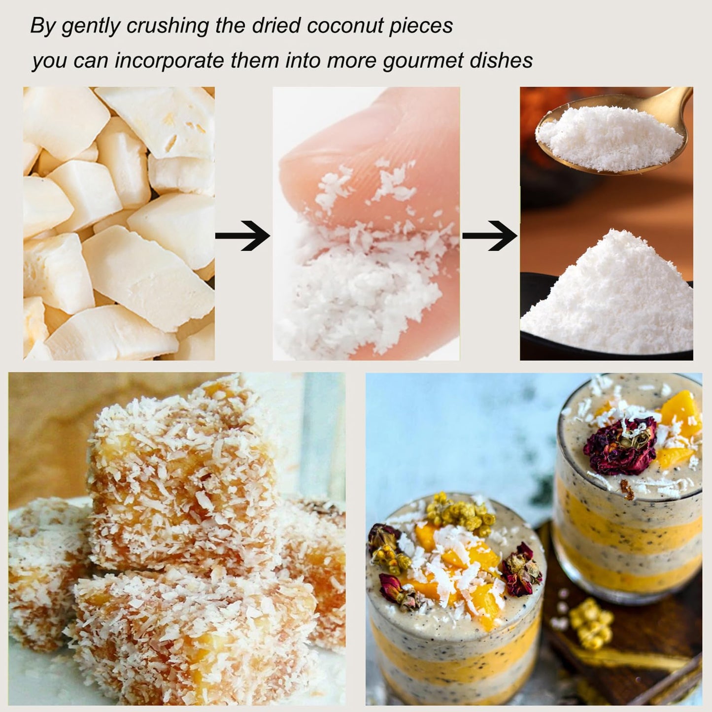Dried Coconut Chunks 10oz Tropical Fruit Snack Unsweetened, No Artificial Colors or Flavors,In Resealable Bags