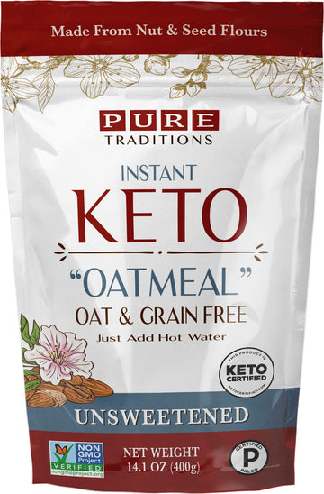 Keto Oatmeal, Instant Hot Cereal, Unsweetened, Certified Paleo, Keto Certified, Gluten & Grain Free (14.1 Oz) (1 Pack)