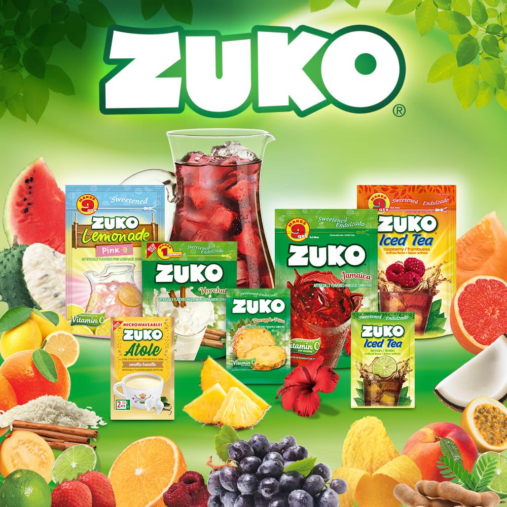 ZUKO Peach Instant Powder Drink, 24 Individual Bags 0.9 Oz, No Sugar Needed (Pack of 2)