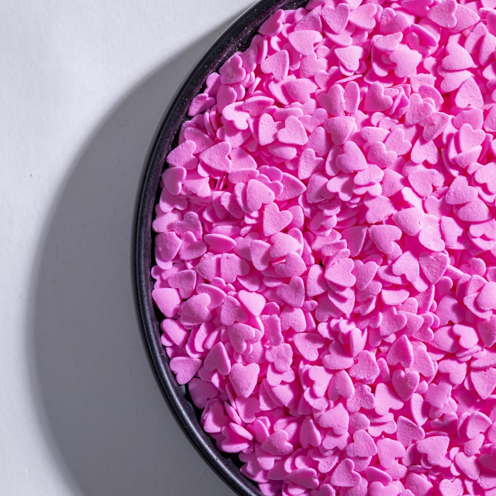 NIPEOR Red Heart Shapes Sprinkles for Wedding Cake Decorating - 3.53 oz - Pink